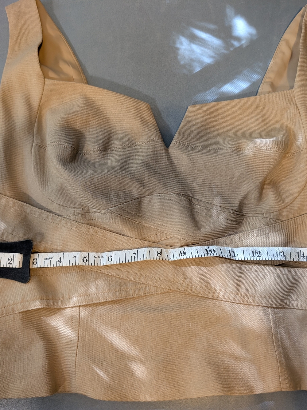 White House Black Market Tan Square-Neck Wrap-Detail Tank Top Matches Trousers - Picture 8 of 11